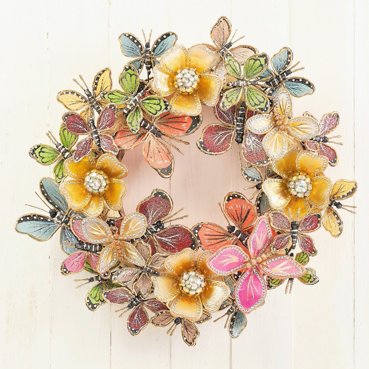 Capiz Butterly Wreath - Handcrafted Premium Easter and Spring Decor Christmas Gift - Holiday Tree